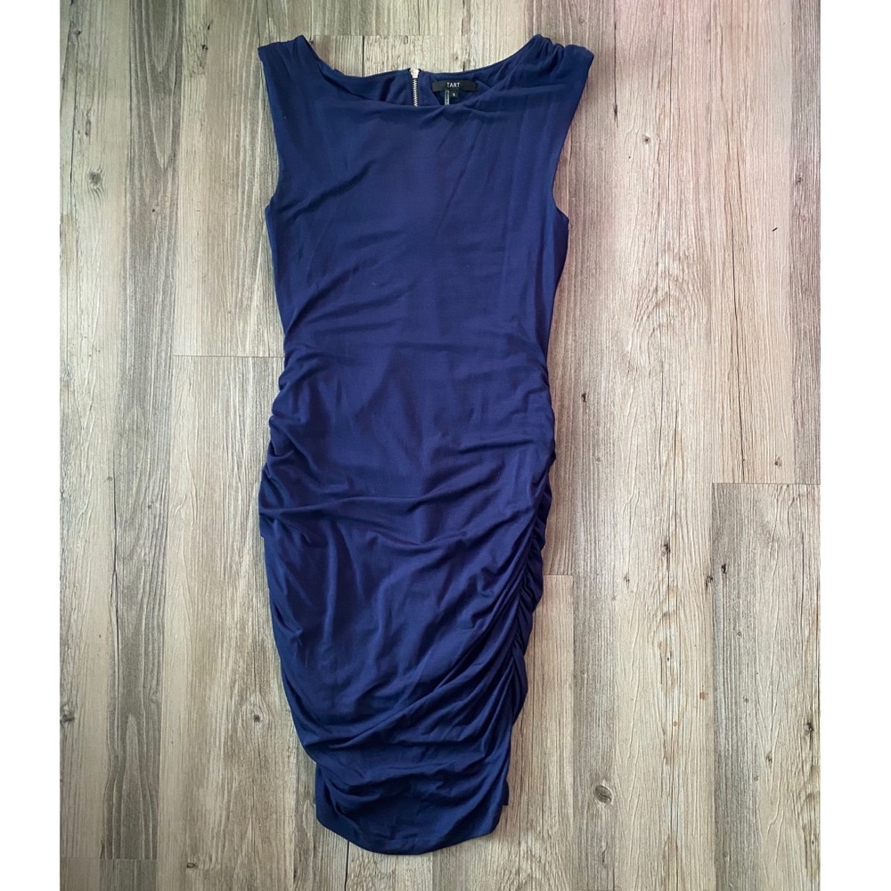 Tart Sleeveless Bodycon Midi Dress w/Ruched Detail
